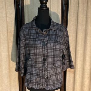 Gray and black jacket size large by USA wear. Button up with pockets.